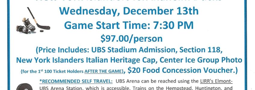 Elmont: New York Islanders UBS Arena Ice Hockey Game Ticket