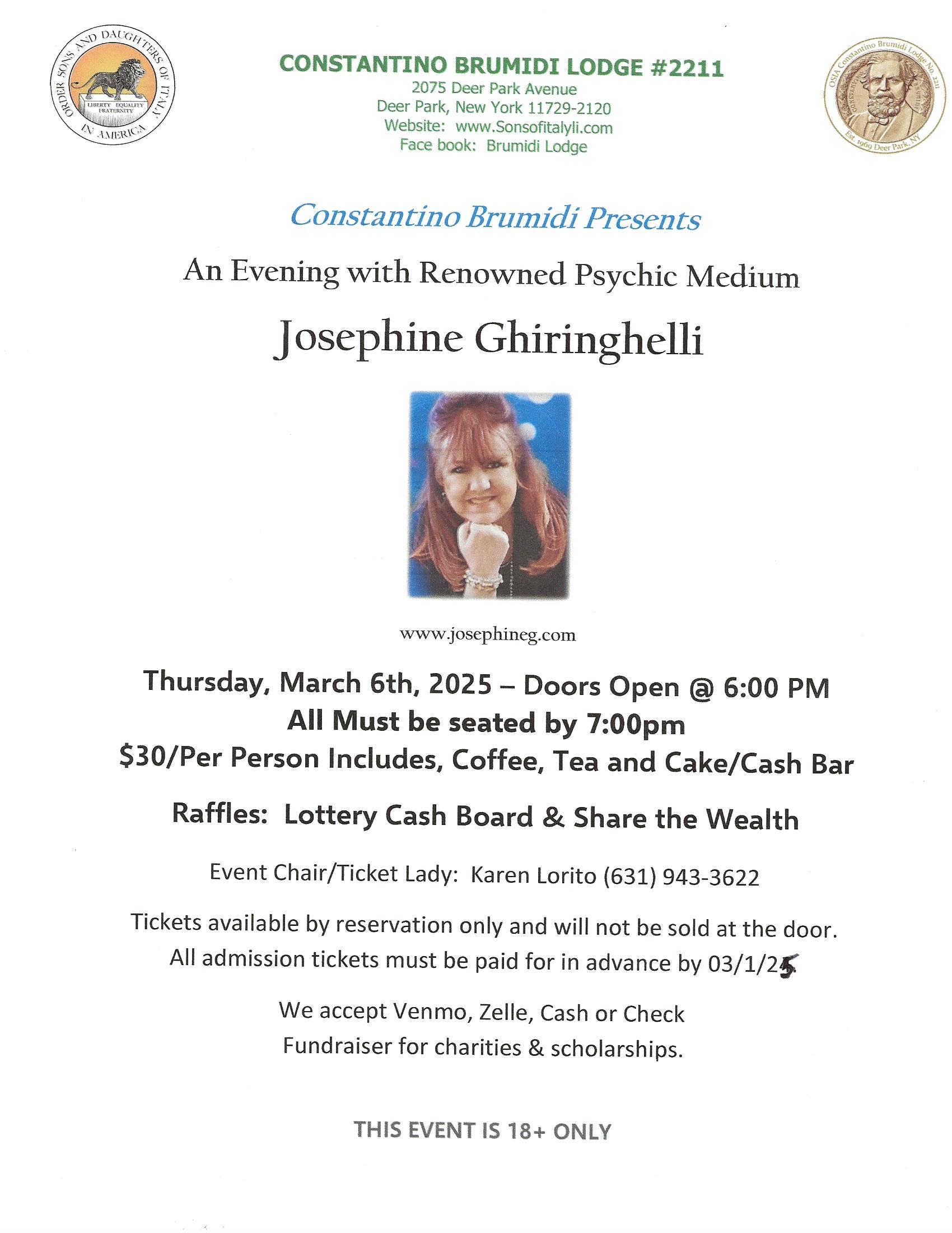 Psychic Josephine Ghiringelli March 2025