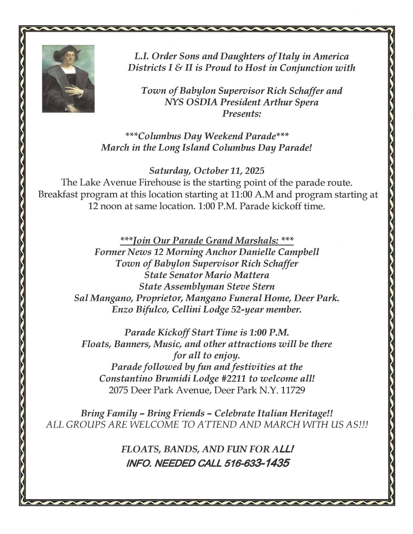 LI Columbus Parade Flyer 2025