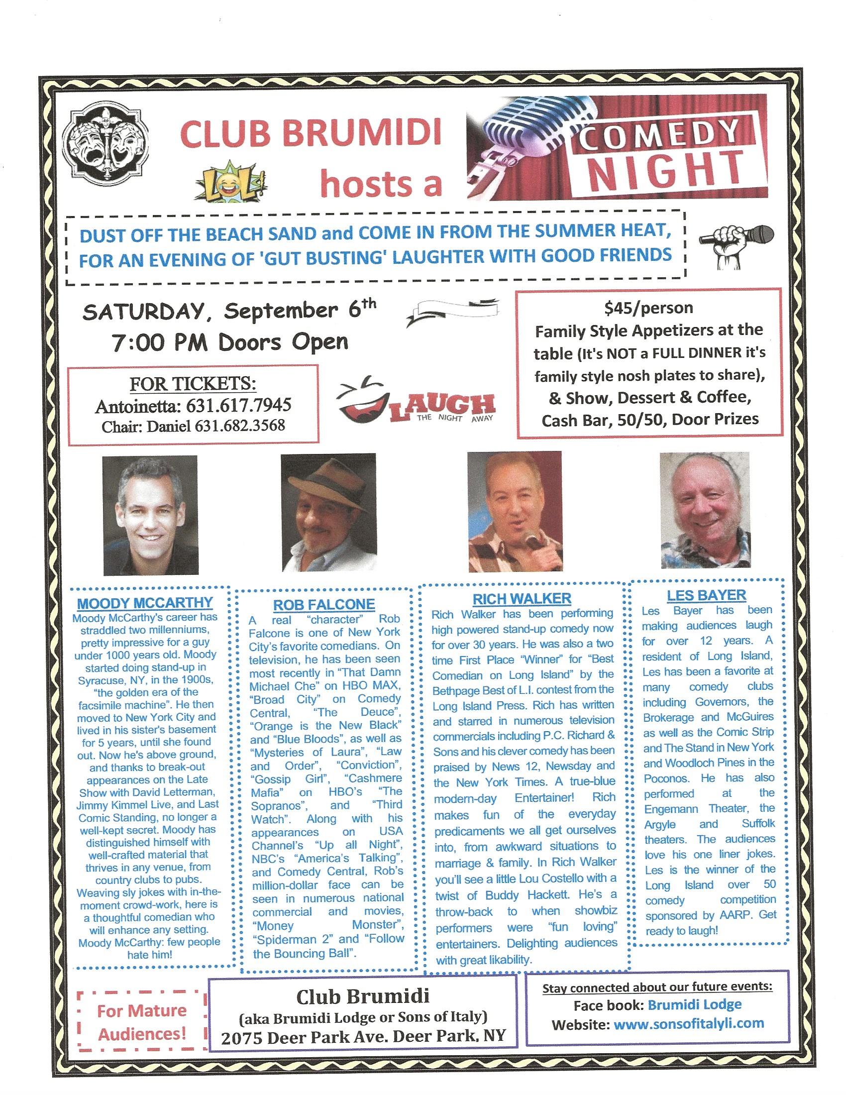 Comedy Night Flyer Sept 2025