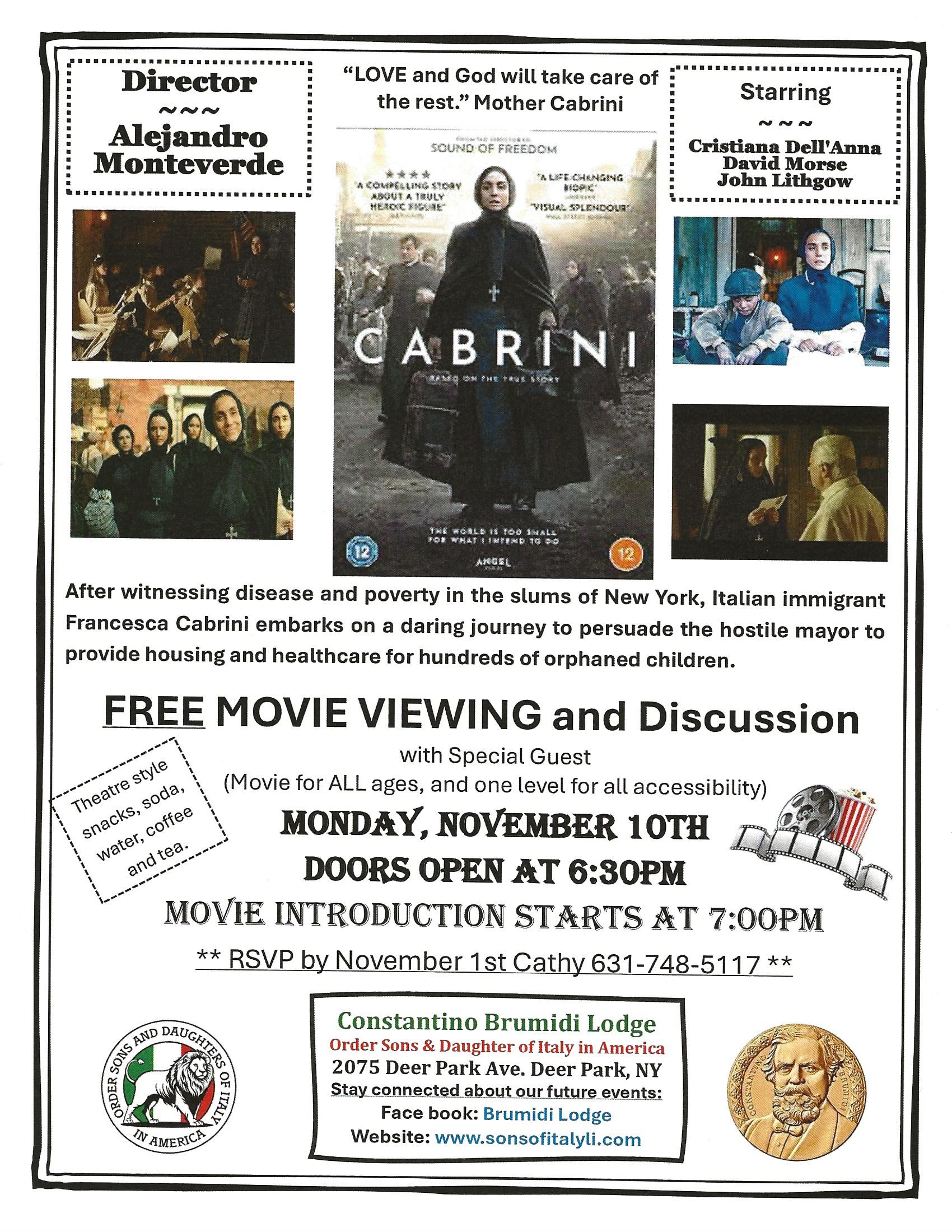 Cabrini Movie flyer