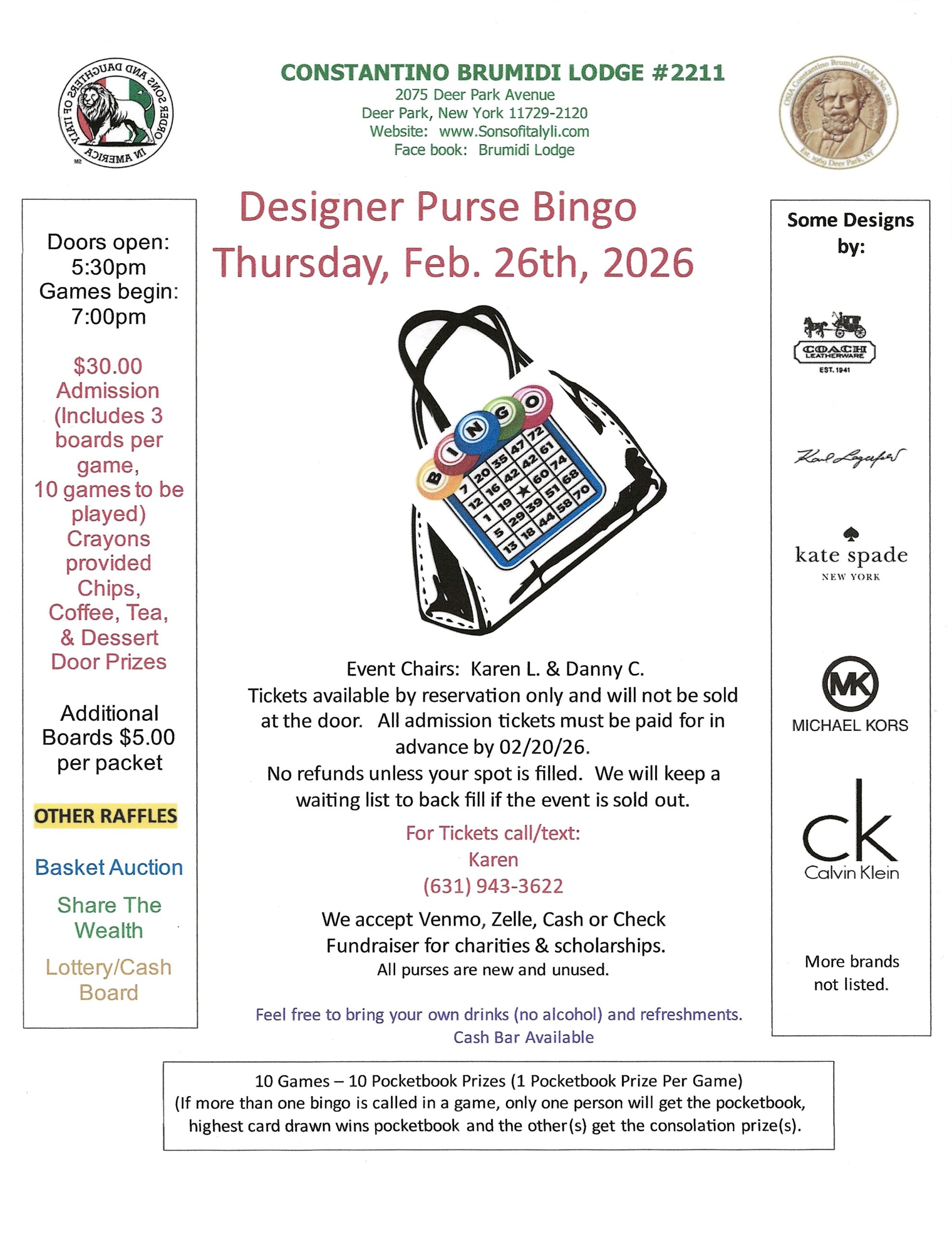 Designer Purse Bingo Feb 2026