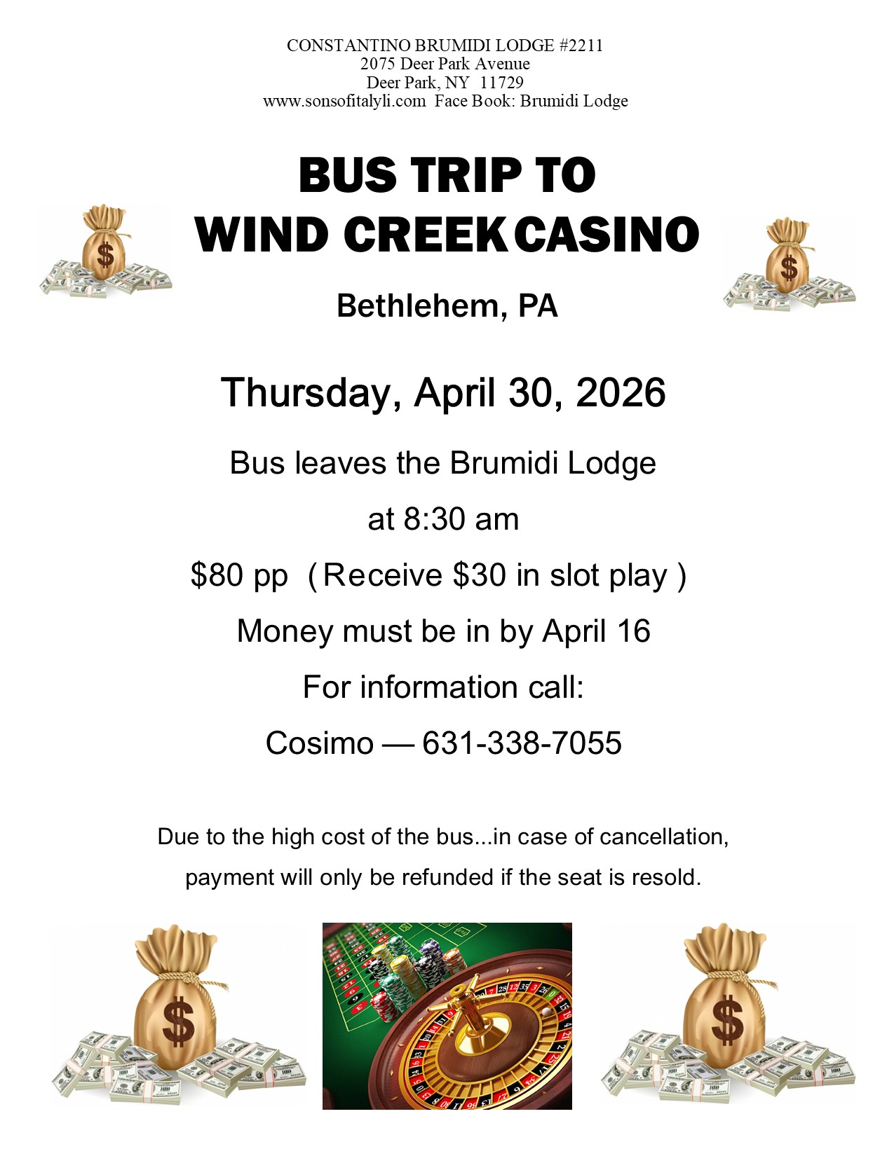 Bus Trip Wind Creek April 2026