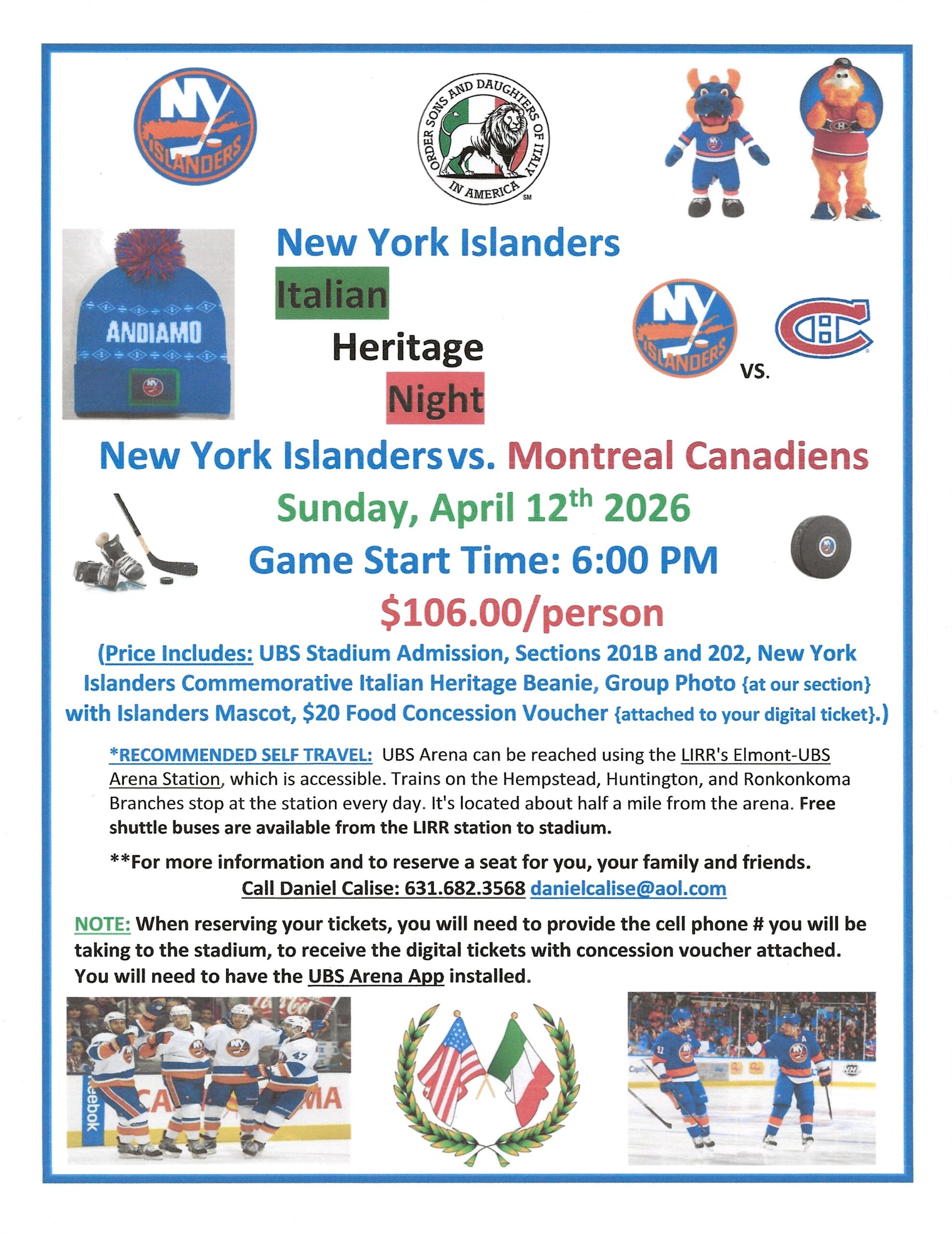 NY Islanders Italian Heritage Night 2026